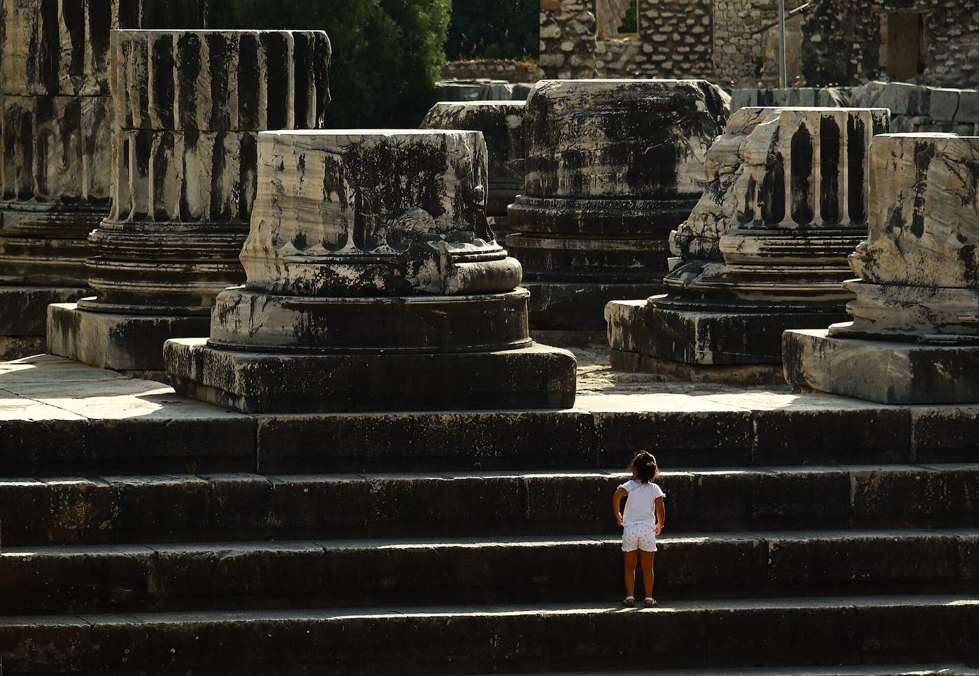 The monumental steps and massive column bases of the Temple of Apollo at Didyma