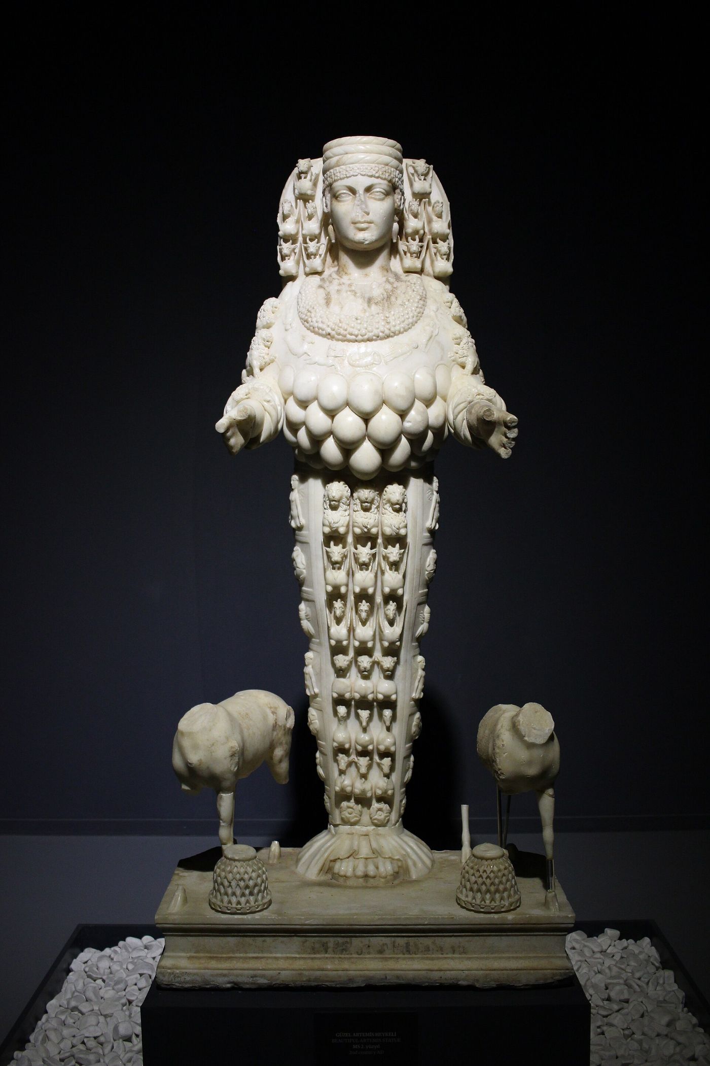 The marble statue known as the Beautiful Artemis, displayed in the Ephesus Museum