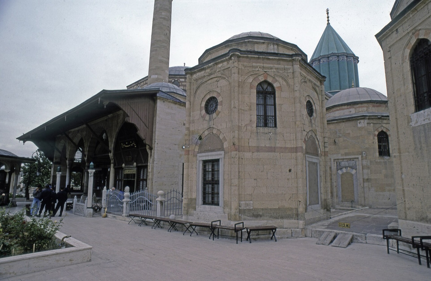 The courtyard of the Mevlana complex with the dervish cells along one side