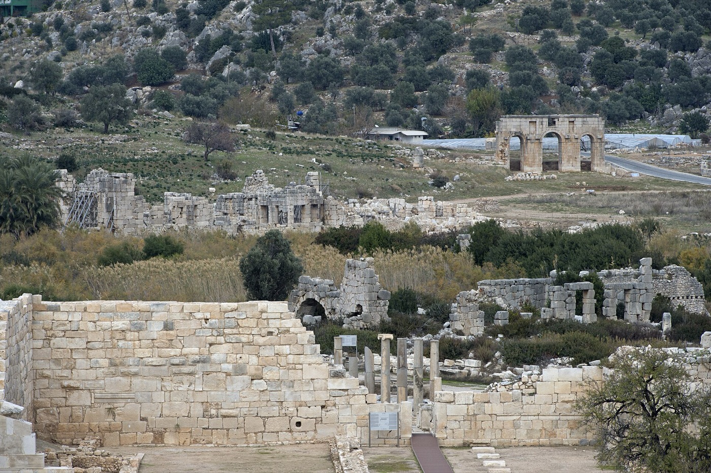 The theatre at Patara with the assembly building on the rise behind it